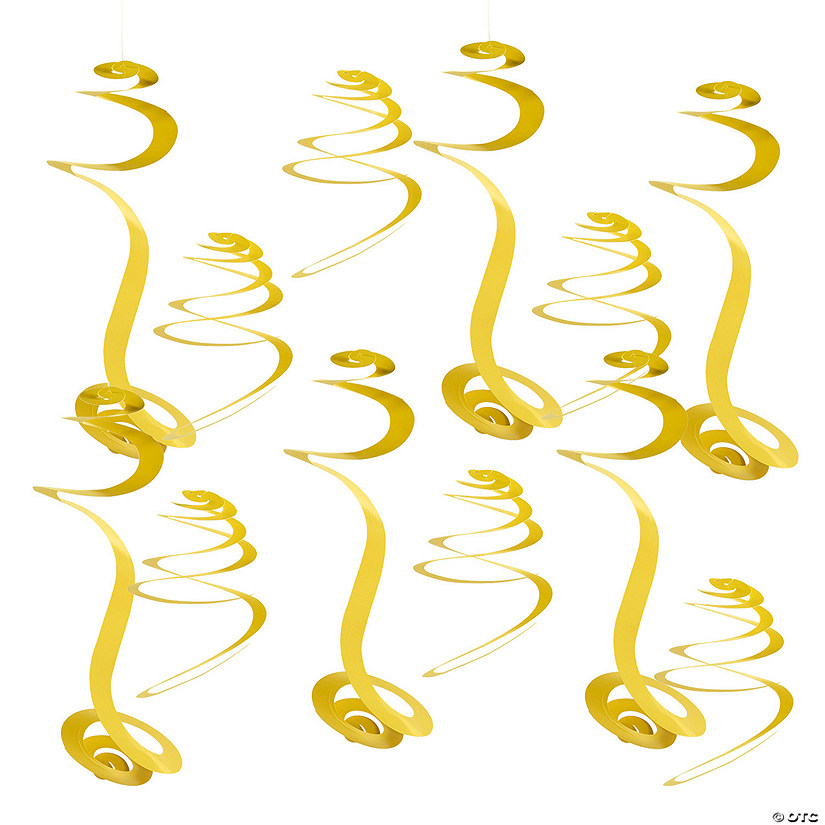20" Yellow Hanging Swirl Decorations - 12 Pc. Image