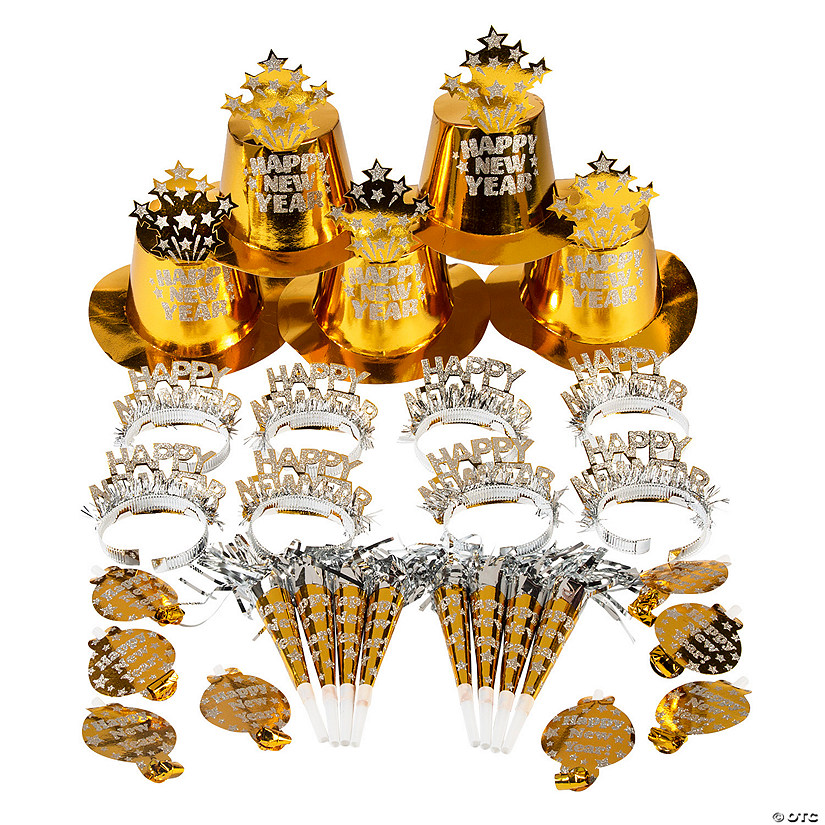200 Pc. New Year's Eve Glitzy Gold Party Kit for 100 Guests Image