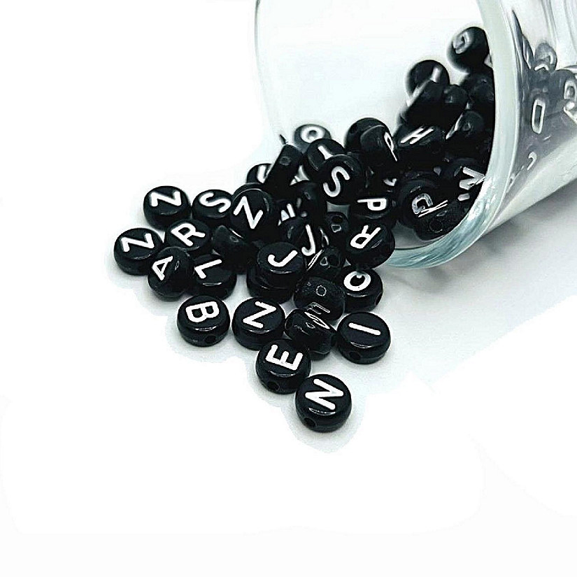 200 Pieces Black Alphabet Letter Beads Image