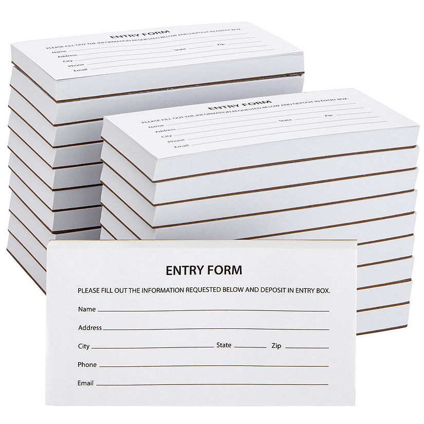 2000 Raffle Ticket Sheets, Blank Entry Forms for Contests, School Events, White, 20 Pads Image