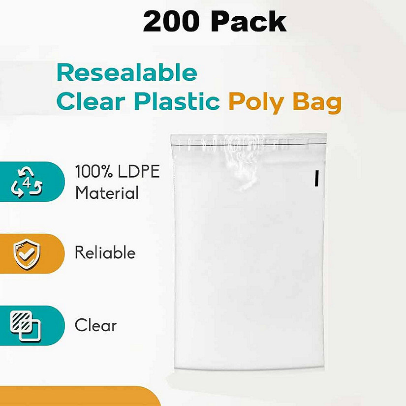 200Pack 7.5x10.5 Clear Poly Bag 1.5 Mil Image