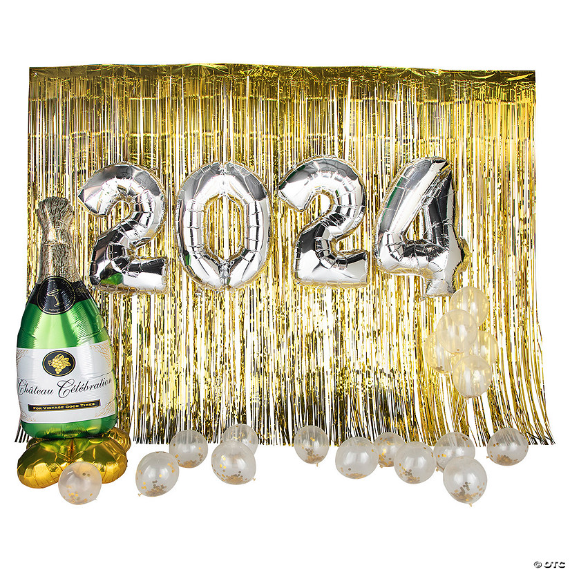 2024 Gold Fringe Backdrop Decorating Kit - 30 Pc. Image