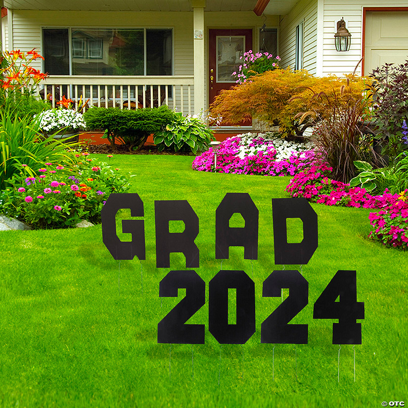 2024 Graduation Black Outdoor Yard Decorating Kit - 8 Pc. Image