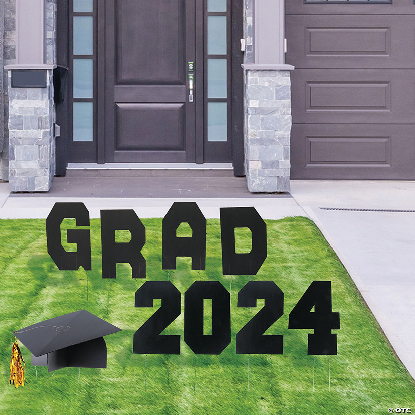 2024 Graduation Cap Outdoor Yard Decorating Kit - 9 Pc. Image