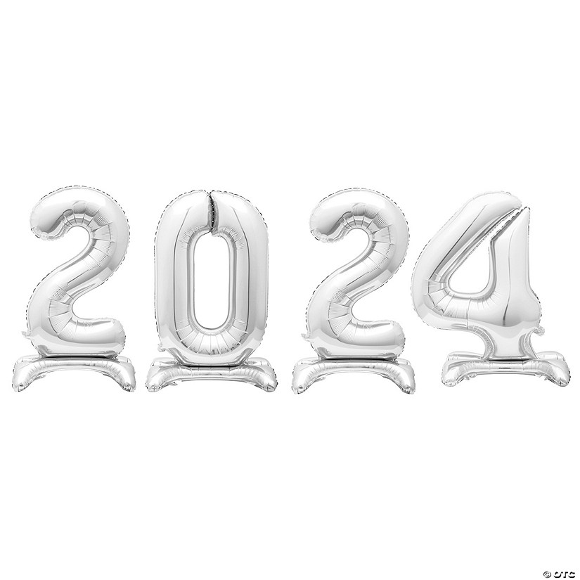 2024-Shaped 30" Mylar Number Stand-Up Balloon Kit - 4 Pc. Image