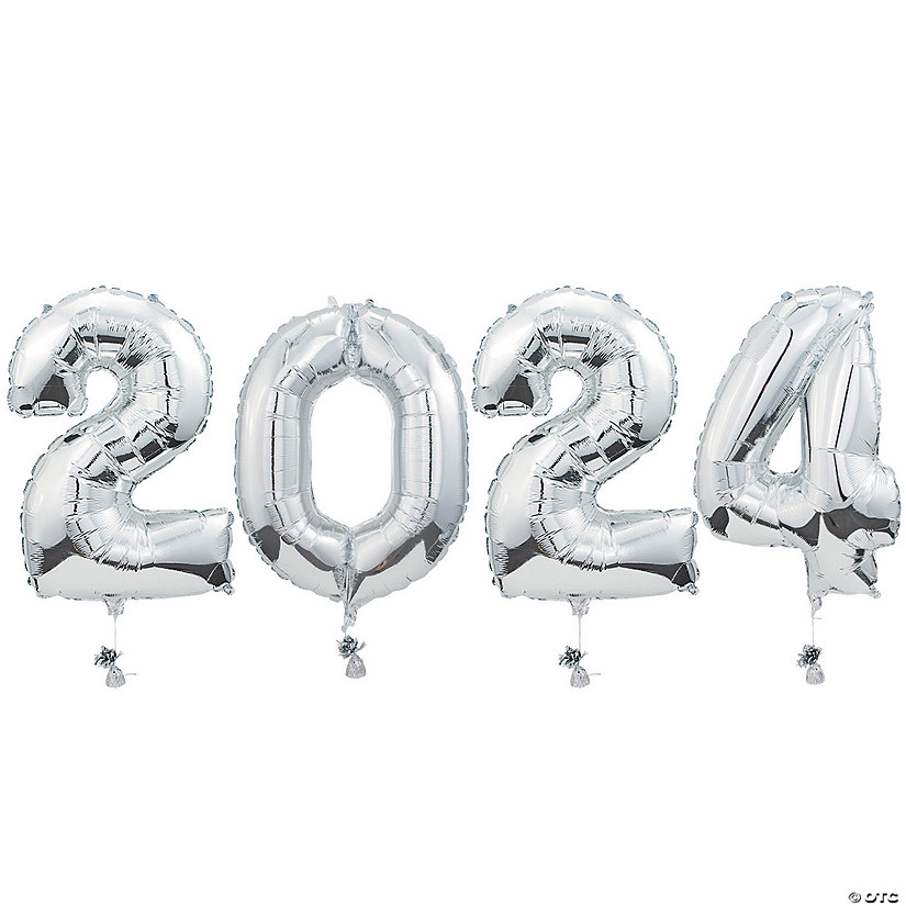 2024 Silver Mylar Balloon Kit - 4 Pc. Image