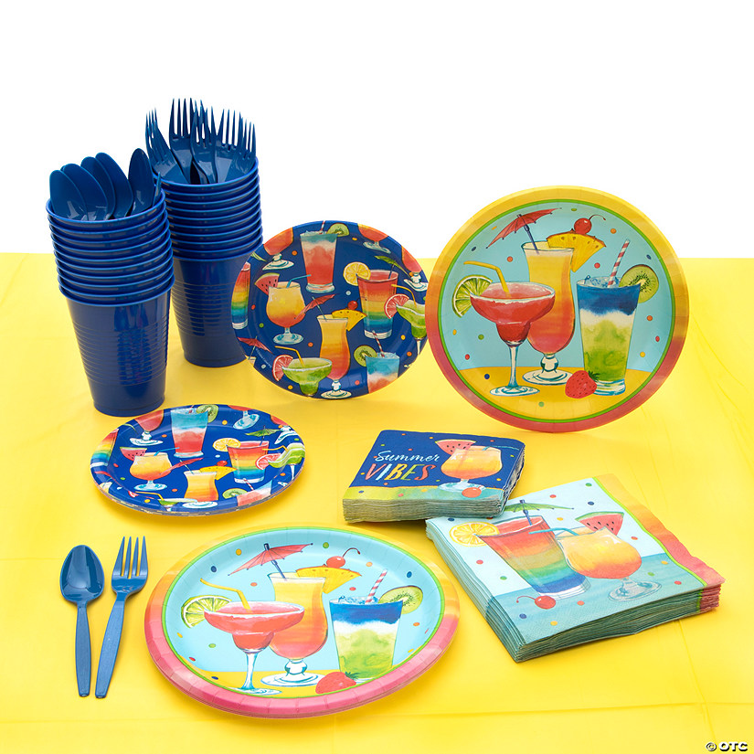 203 Pc. Summer Vibes Cocktail Party Tableware Kit for 24 Guests Image