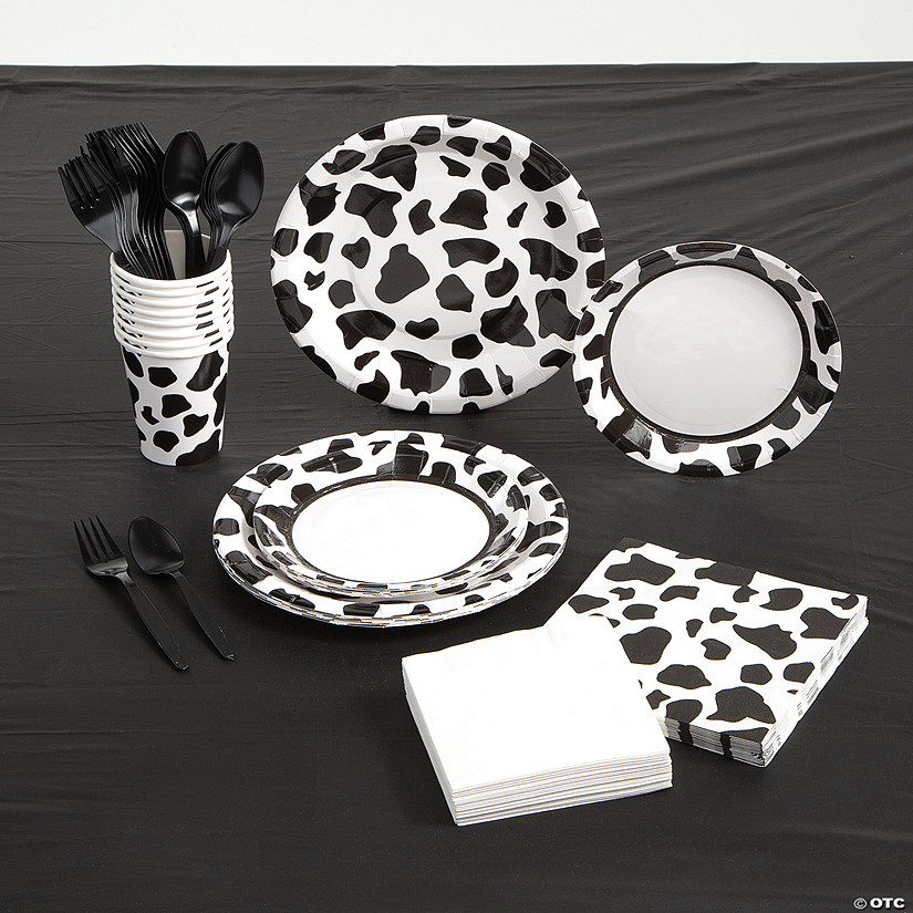 205 Pc. Cow Print Party Tableware Kit for 24 Guests Image