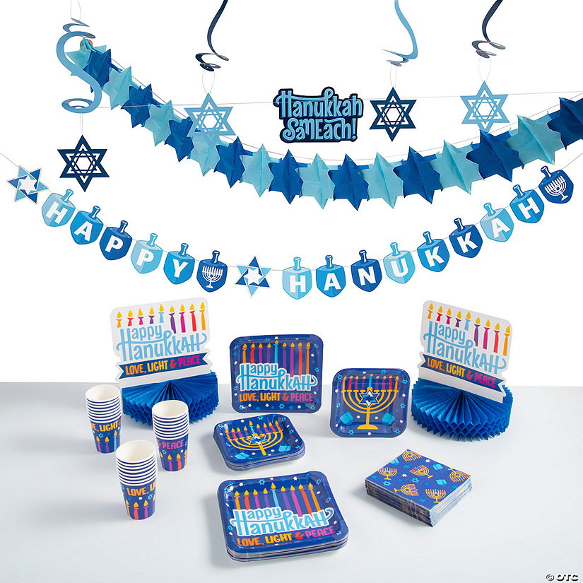205 Pc. Deluxe Hanukkah Party Decorating Kit for 48 Image