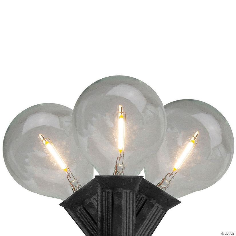20ct Warm White LED G50 Globe Patio Lights, 20ft Black Wire Image