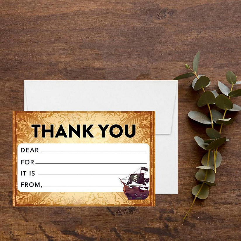 20Pcs Thank You Cards Pirate Theme Image