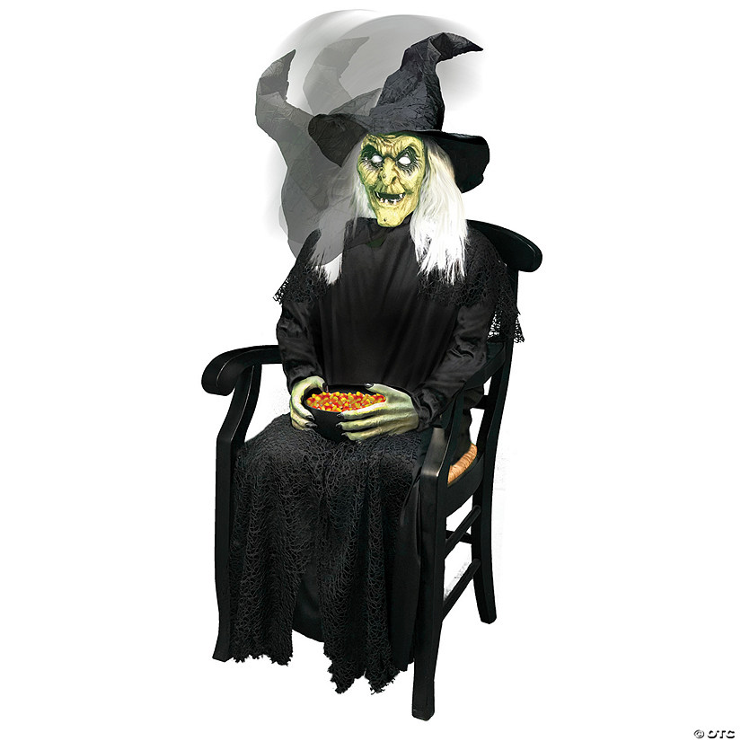 21" Animated Sitting Witch Halloween Prop Image