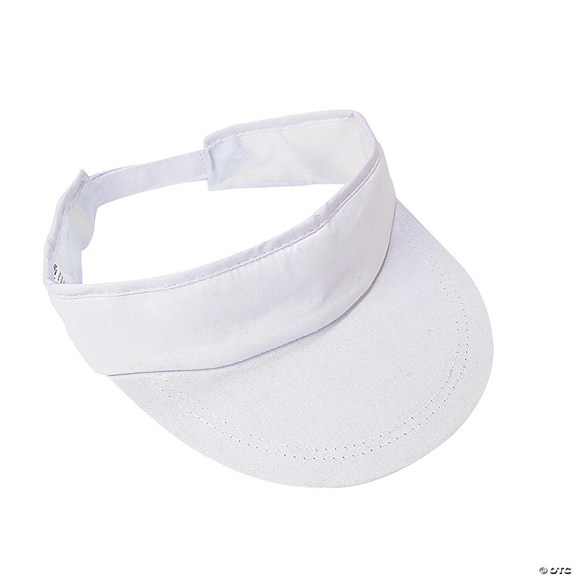 21" Bulk 48 Pc. DIY Classic White Cotton Visors with Touch Fasteners Image