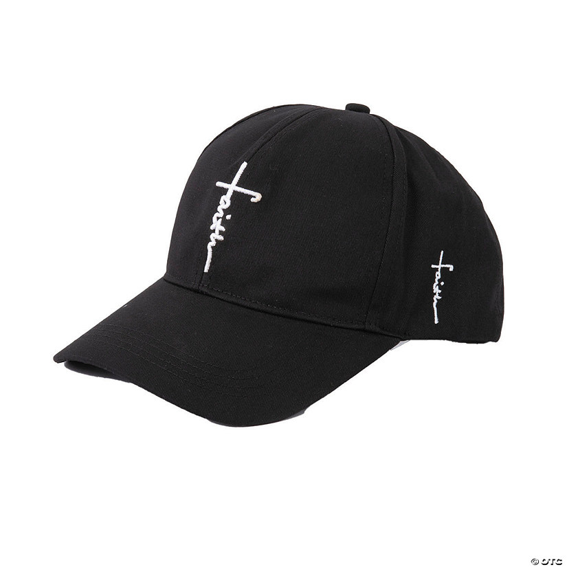 21" circ. Religious Black &amp; White Cross Polyester Baseball Cap Image