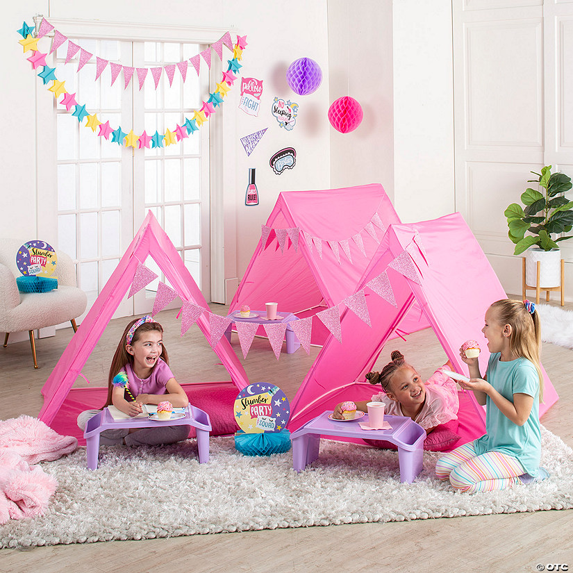 21 Pc. Pink Tent Slumber Party Kit for 4 Image