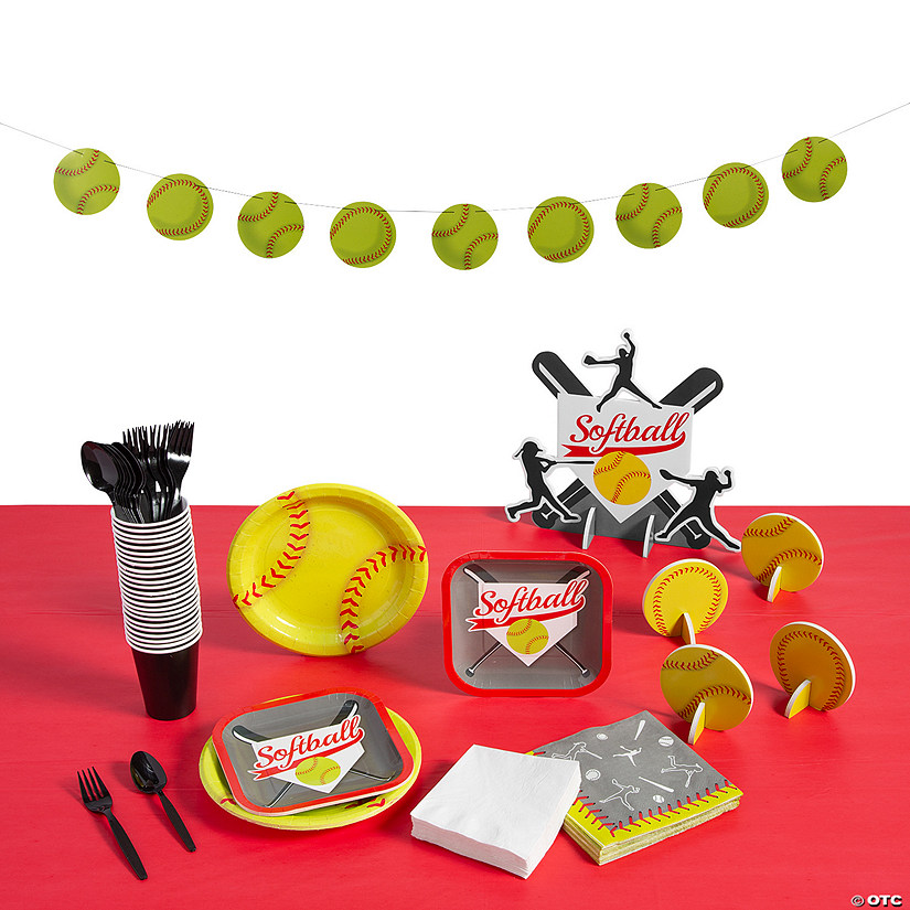 211 Pc. Softball Party Deluxe Tableware Kit for 24 Guests Image