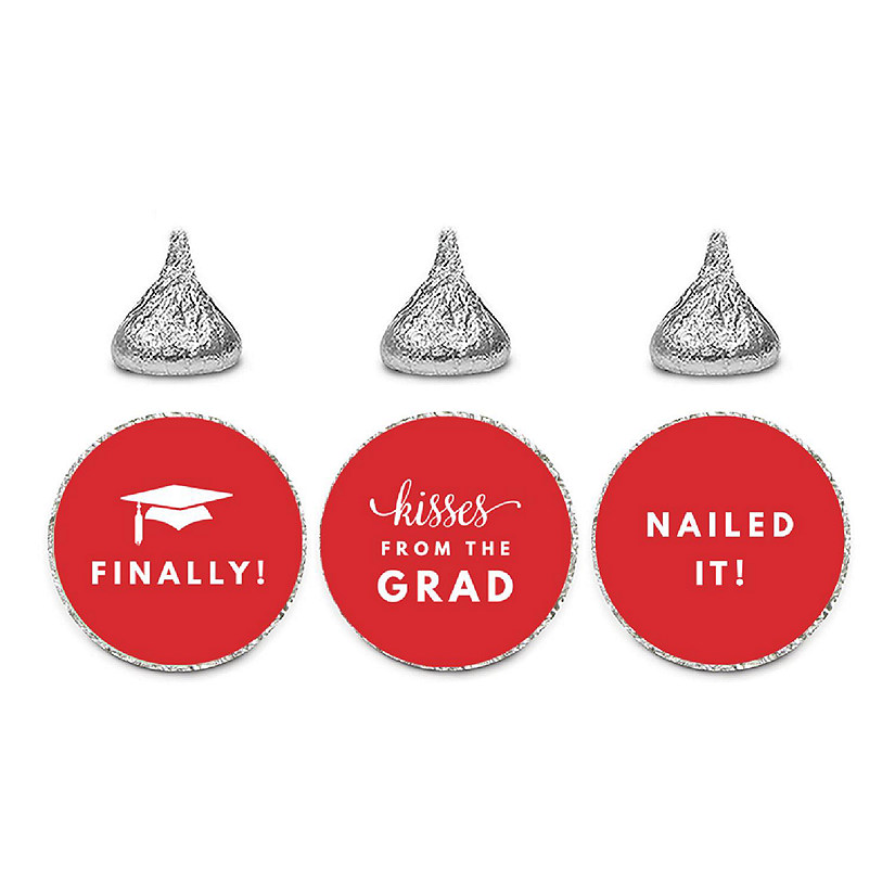 216 Graduation Red Chocolate Drop Labels Image