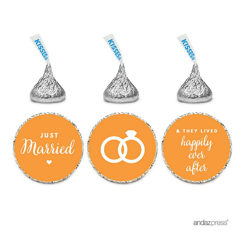 216 Just Married Orange Chocolate Labels Image