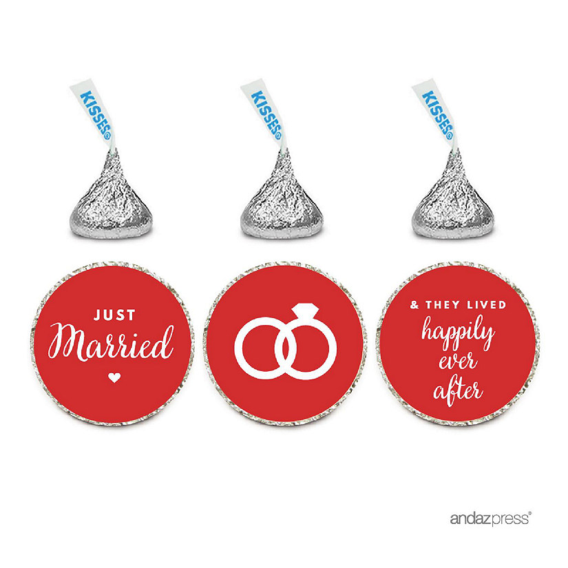 216K Just Married Red Chocolate Labels Image