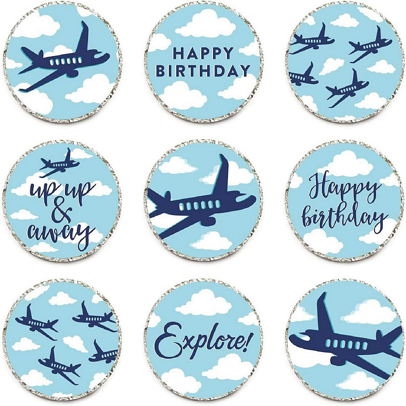 216Pcs Blue Airplane/Clouds Birthday Image