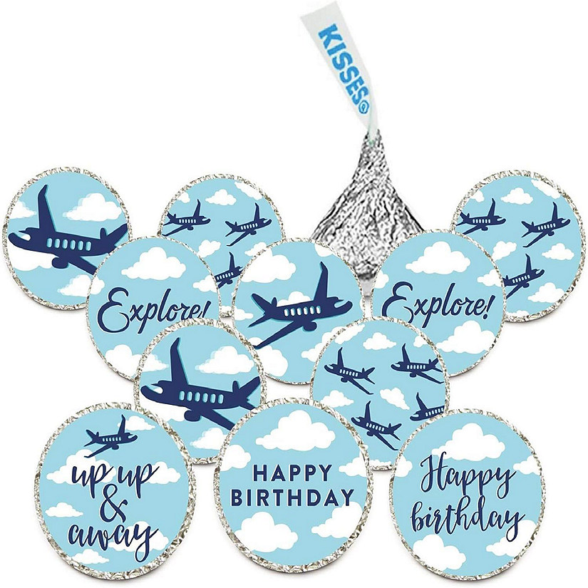 216Pcs Blue Airplane/Clouds Labels Image