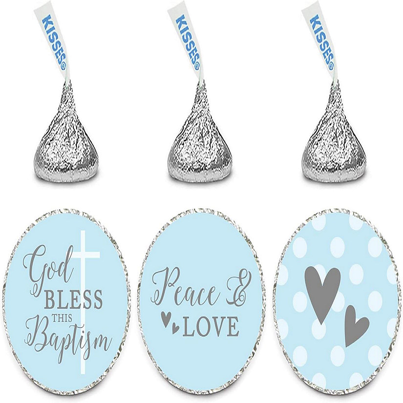 216Pcs Blue/Gray Boy Baptism Drop Label Image