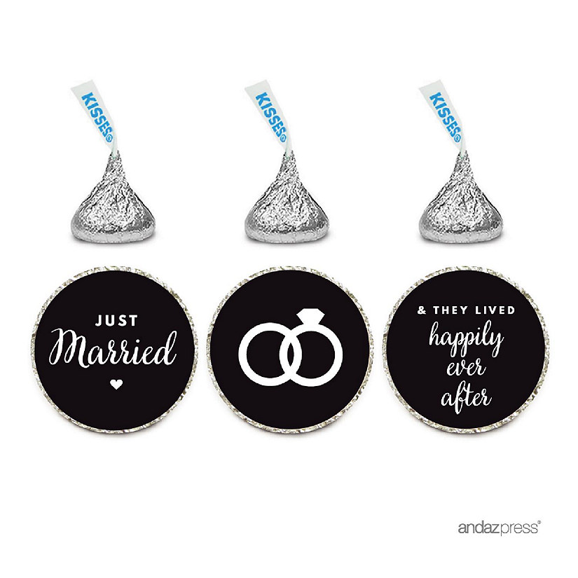 216PK Black Just Married Chocolate Label Image