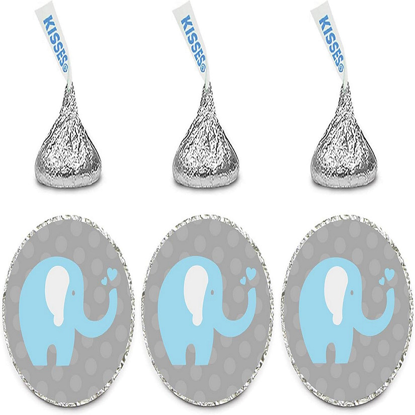 216PK Boy Elephant Chocolate Drop Labels Image