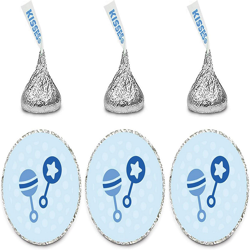 216PK Boy Rattles Chocolate Drop Labels Image