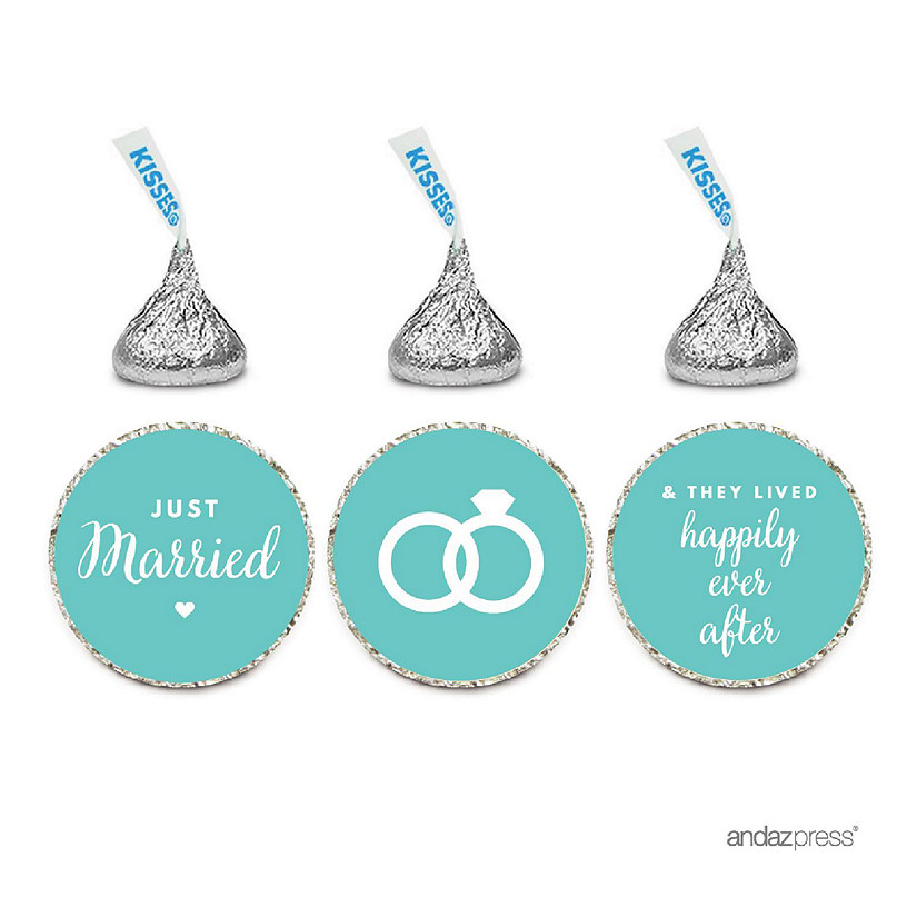 216PK Diamond Blue Just Married Labels Image