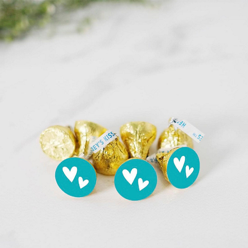 216PK Double Hearts Aqua Chocolate Label Image