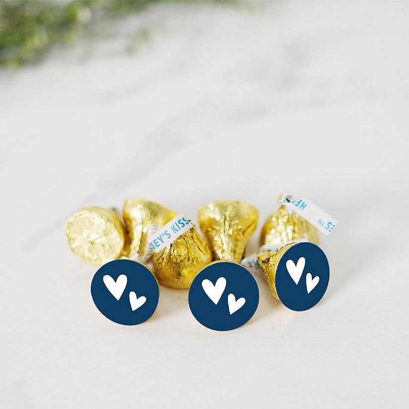 216PK Double Hearts Navy Chocolate Label Image