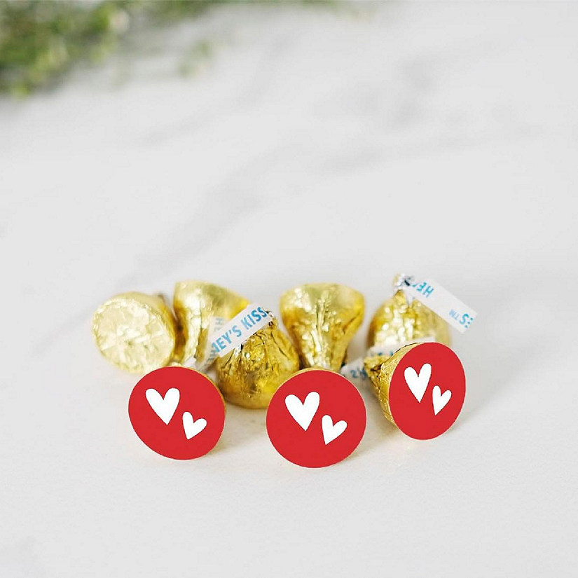 216PK Double Hearts Red Chocolate Labels Image