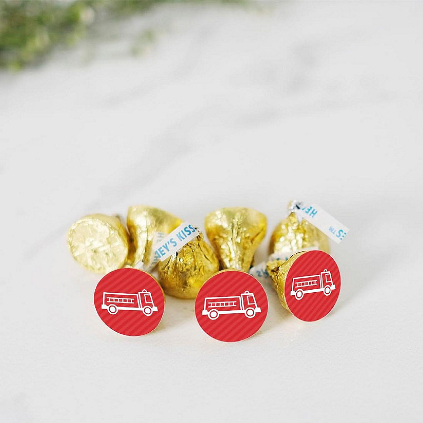 216PK Firetruck Chocolate Drop Labels Image