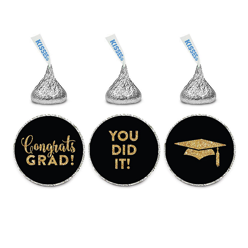 216PK Grad Black Gold Chocolate Labels Image