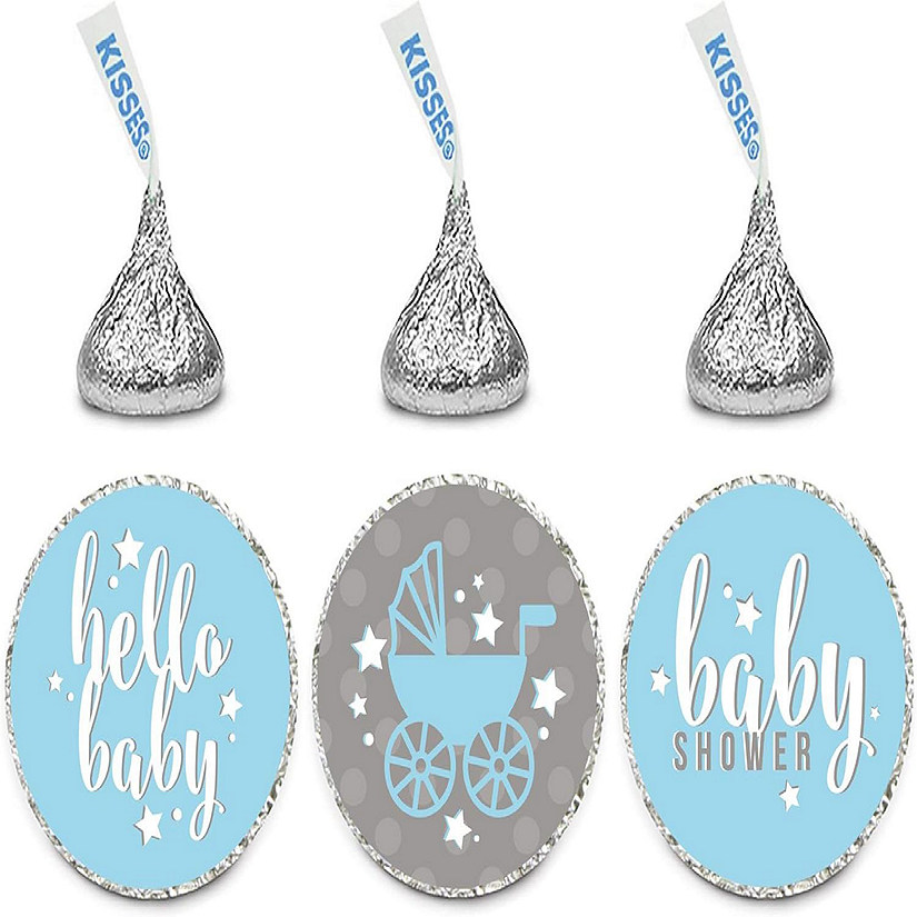 216PK Hello Baby Blue Chocolate Labels Image