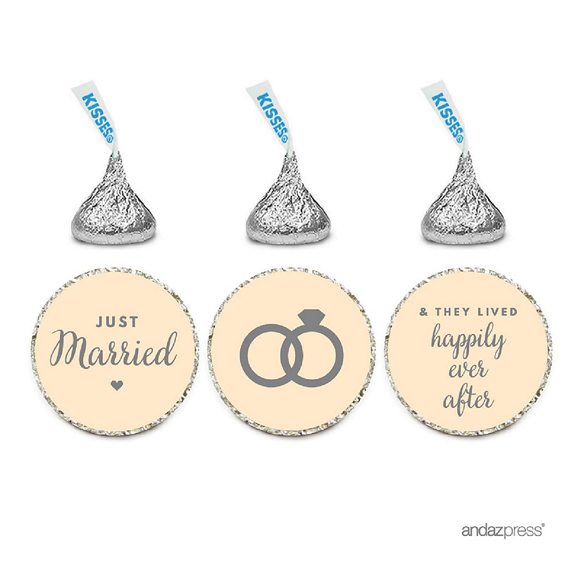 216PK Ivory Just Married Chocolate Label Image