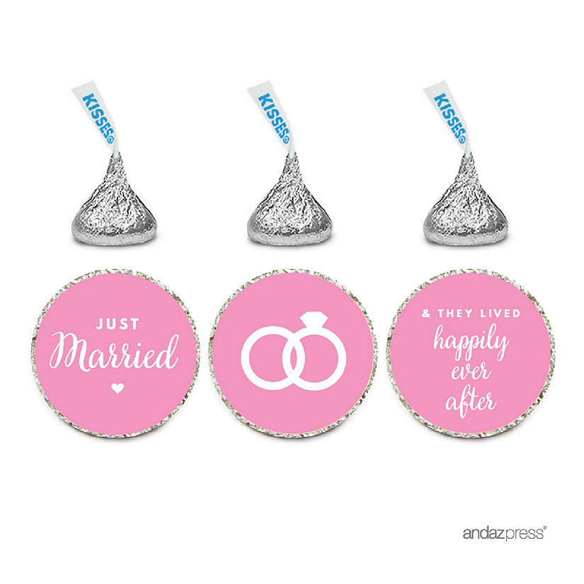 216PK Just Married Pink Chocolate Labels Image