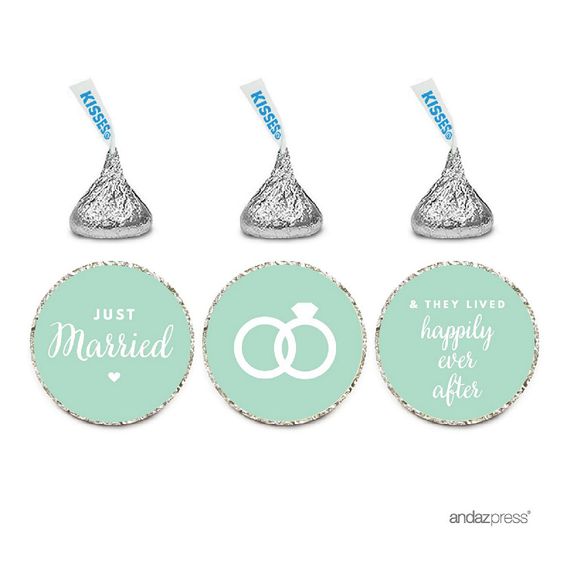 216PK Mint Green Just Married Labels Image