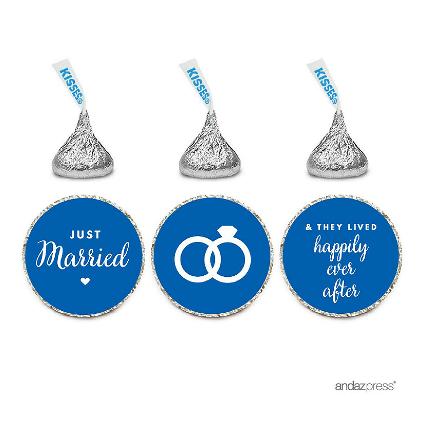 216PK Royal Blue Just Married Labels Image