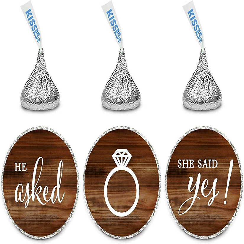 216PK Rustic Wood She Said Yes Labels Image