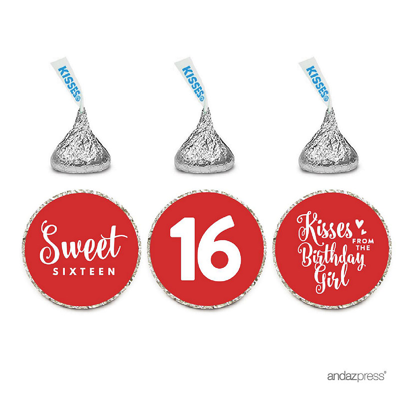 216PK Sweet 16 Red Chocolate Drop Labels Image