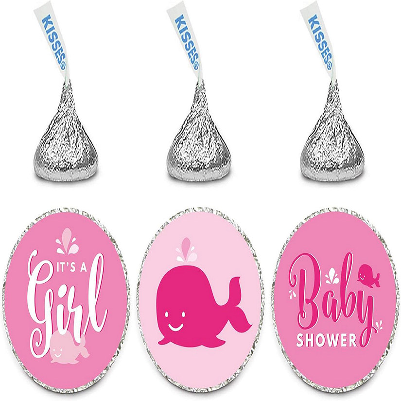 216PK Whale Pink Chocolate Drop Labels Image