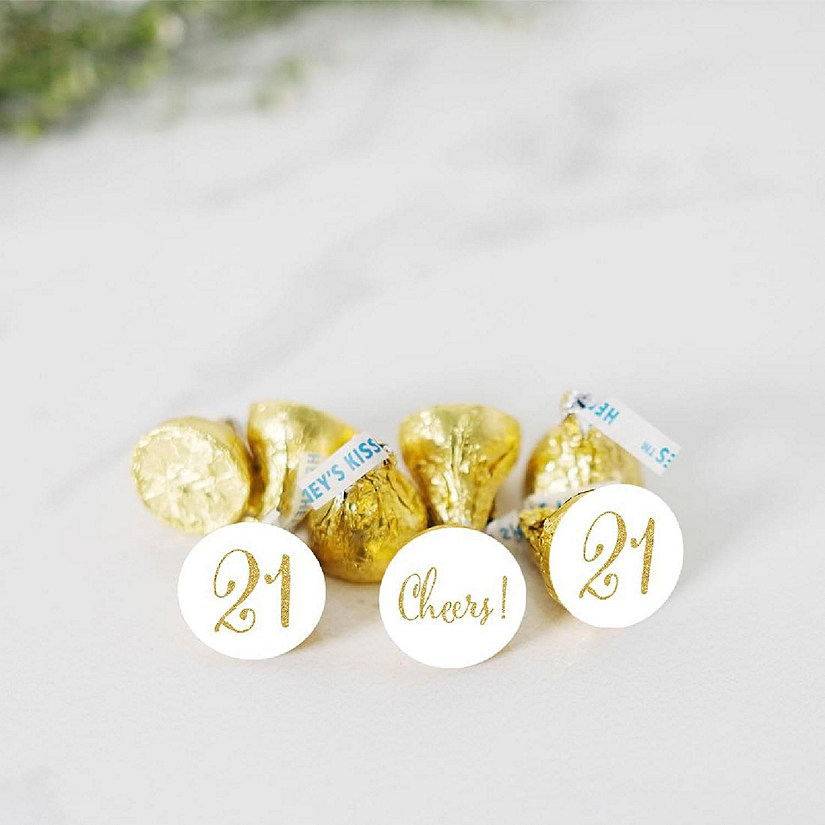 216PK White Cheers 21 Chocolate Labels Image