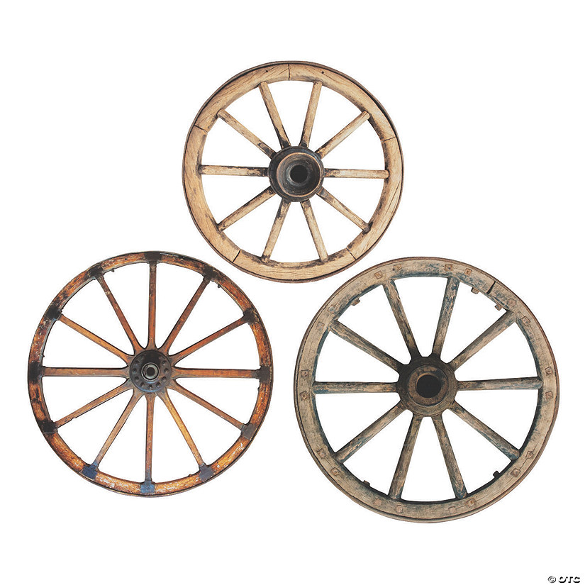 22 3/4" - 27 1/4"  Wagon Wheel Cutouts Hanging Decorations - 3 Pc. Image