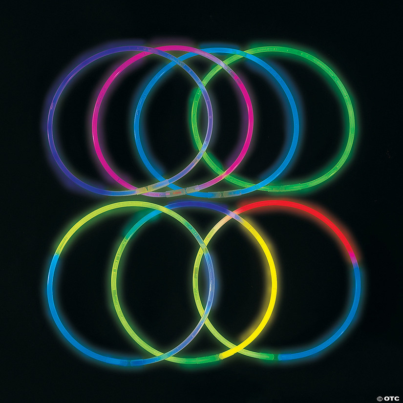 22" Bulk 100 Pc. Tri-Color & Solid Plastic Glow Necklace Assortment Image