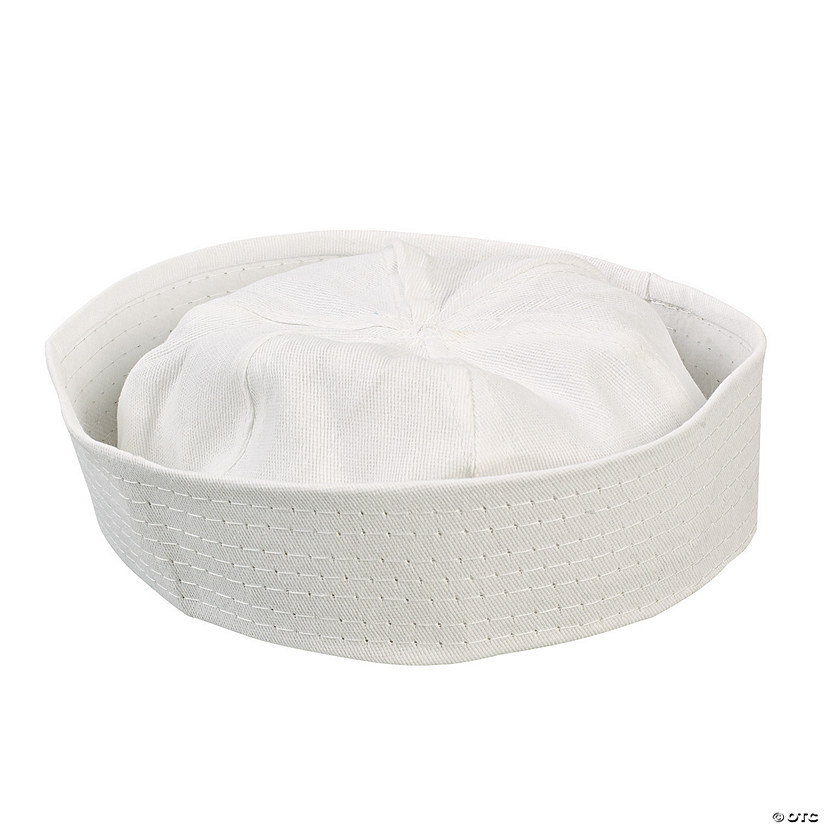22" Bulk 48 Pc. DIY Kids Classic White Cotton Nautical Sailor Hats Image