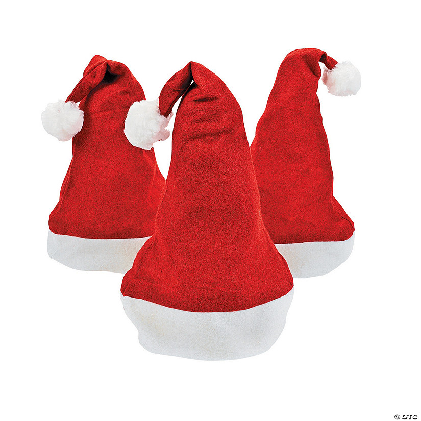 22" Fabulous Felt Santa Hats with Pom-Pom Tassel - 12 Pc. Image