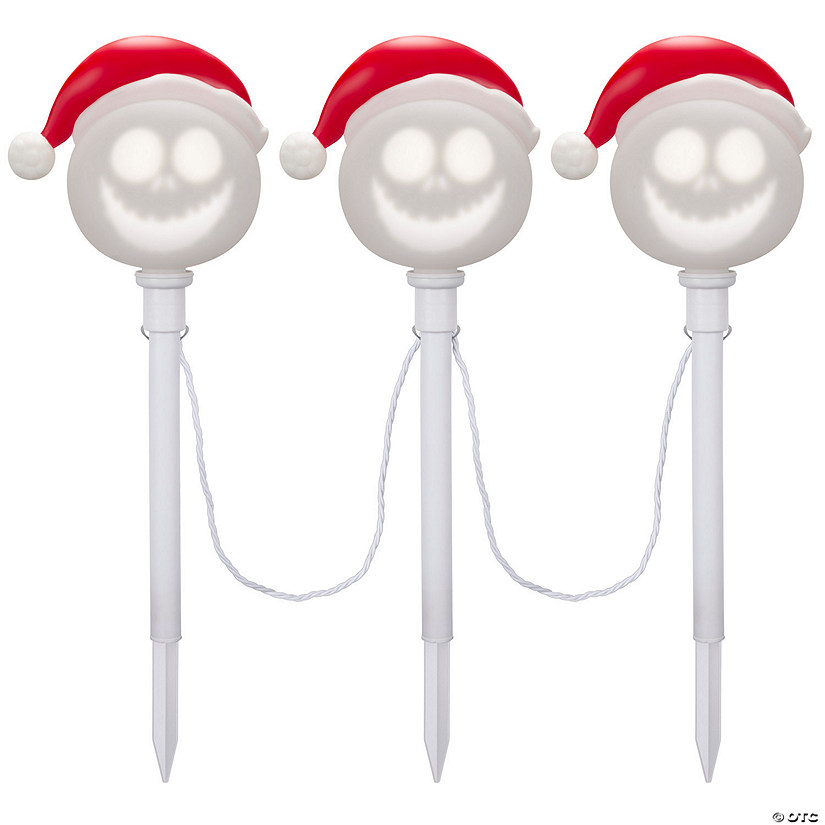 22"  Lightshow<sup>&#174;</sup> EmoteGlow&#8482; The Nightmare Before Christmas Jack with Santa Hat Yard Stakes - 3 Pc. Image