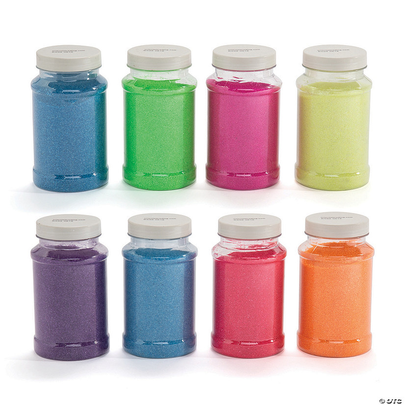 22 oz. Bright Nifty Neon Colored Craft Sand Bottle Set - 8 Pc. Image